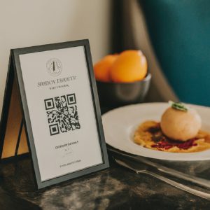 QR code menu at a hotel room 